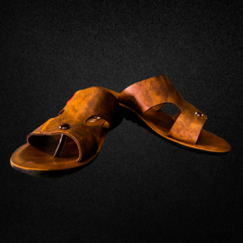 Brown Double-Strap Slide Sandals