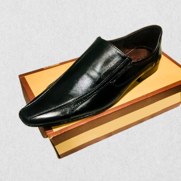 Black Leather Slip-On Loafers