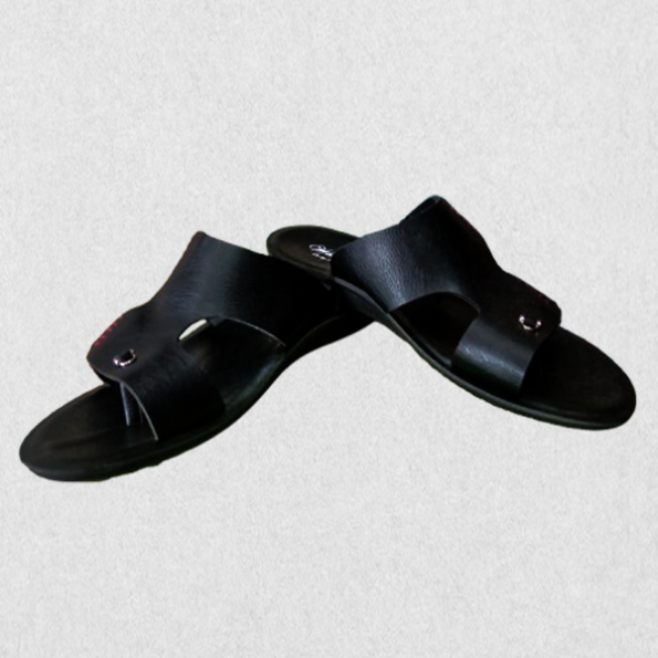 Black Double-Strap Slide Sandals